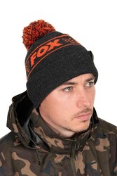 bonnet bobble hat black orange